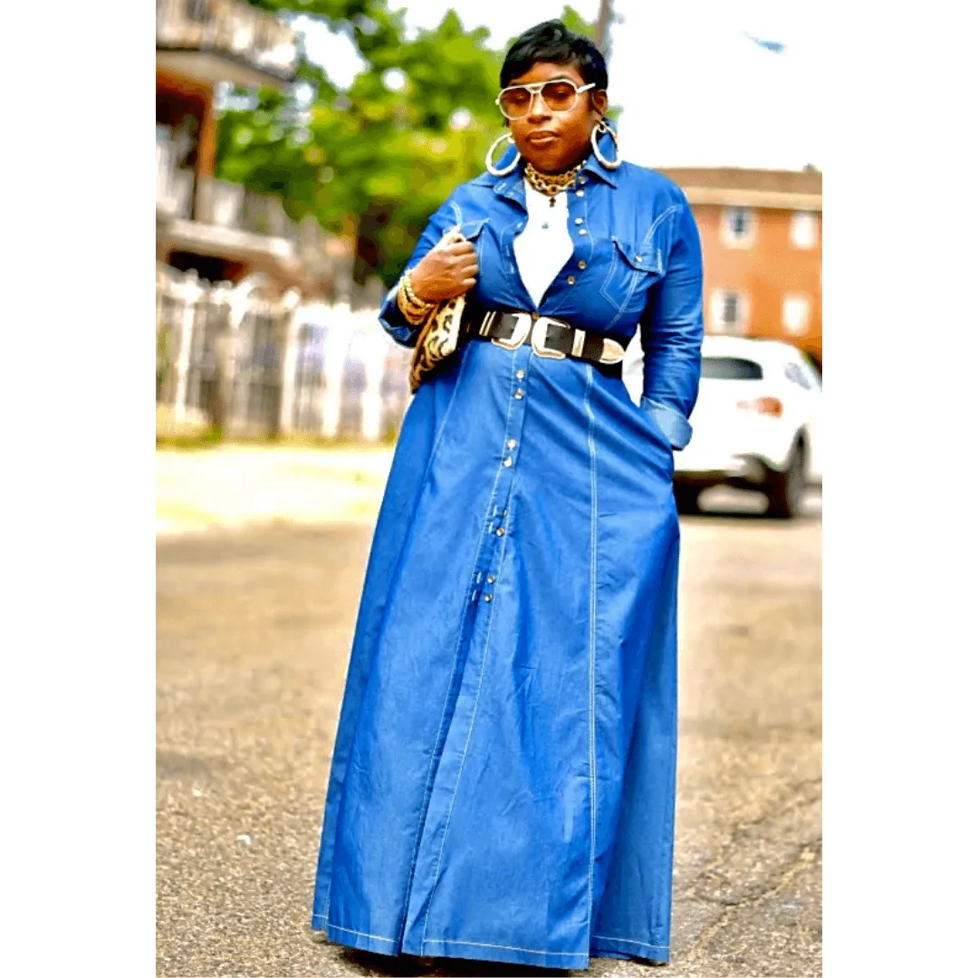 A Western Denim Maxi Dress