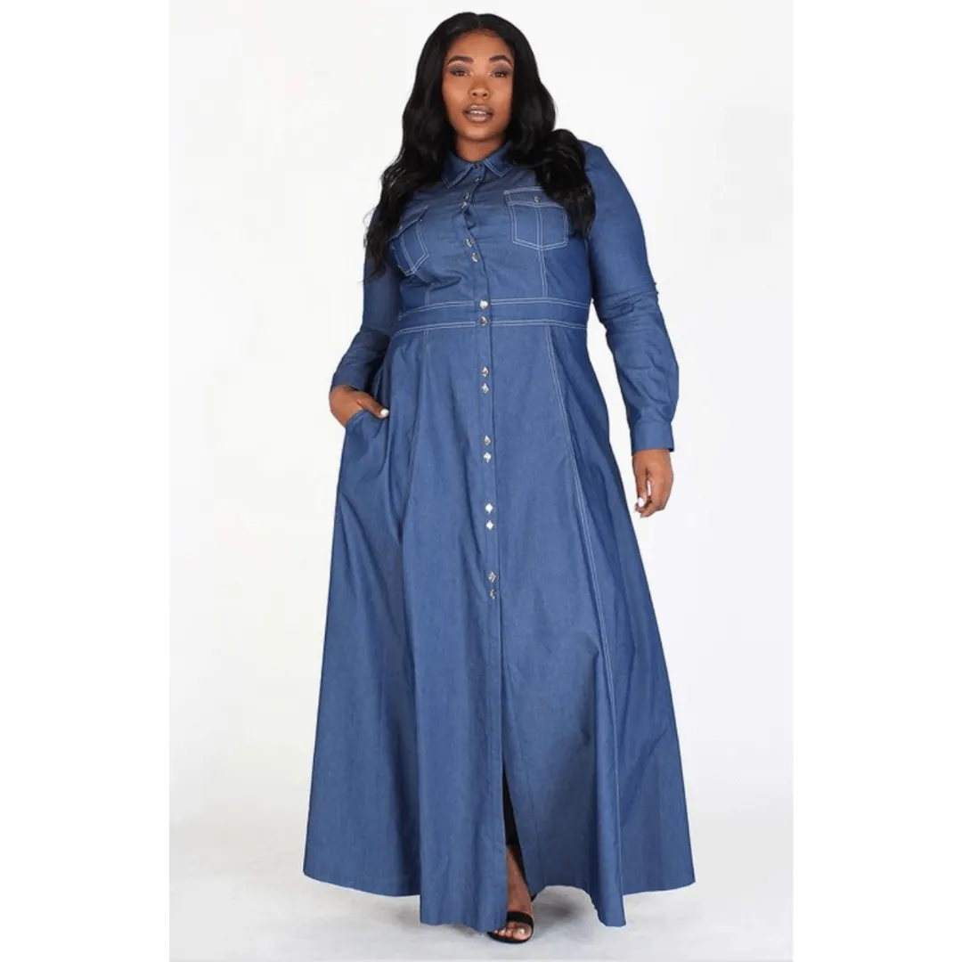 A Western Denim Maxi Dress