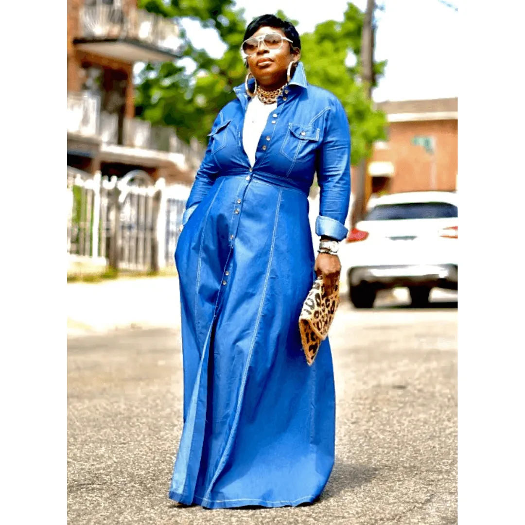 A Western Denim Maxi Dress