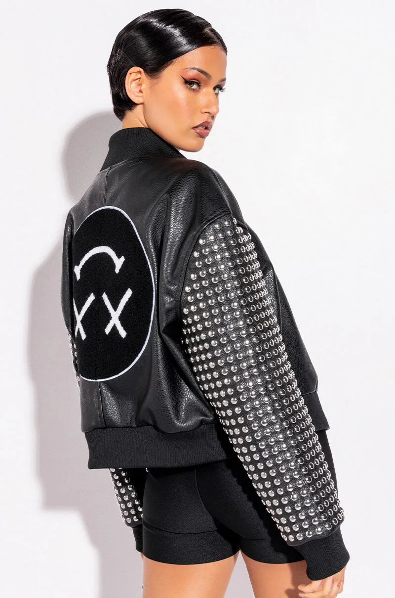 AZALEA WANG GOOD TIMES STUDDED ARM BOMBER