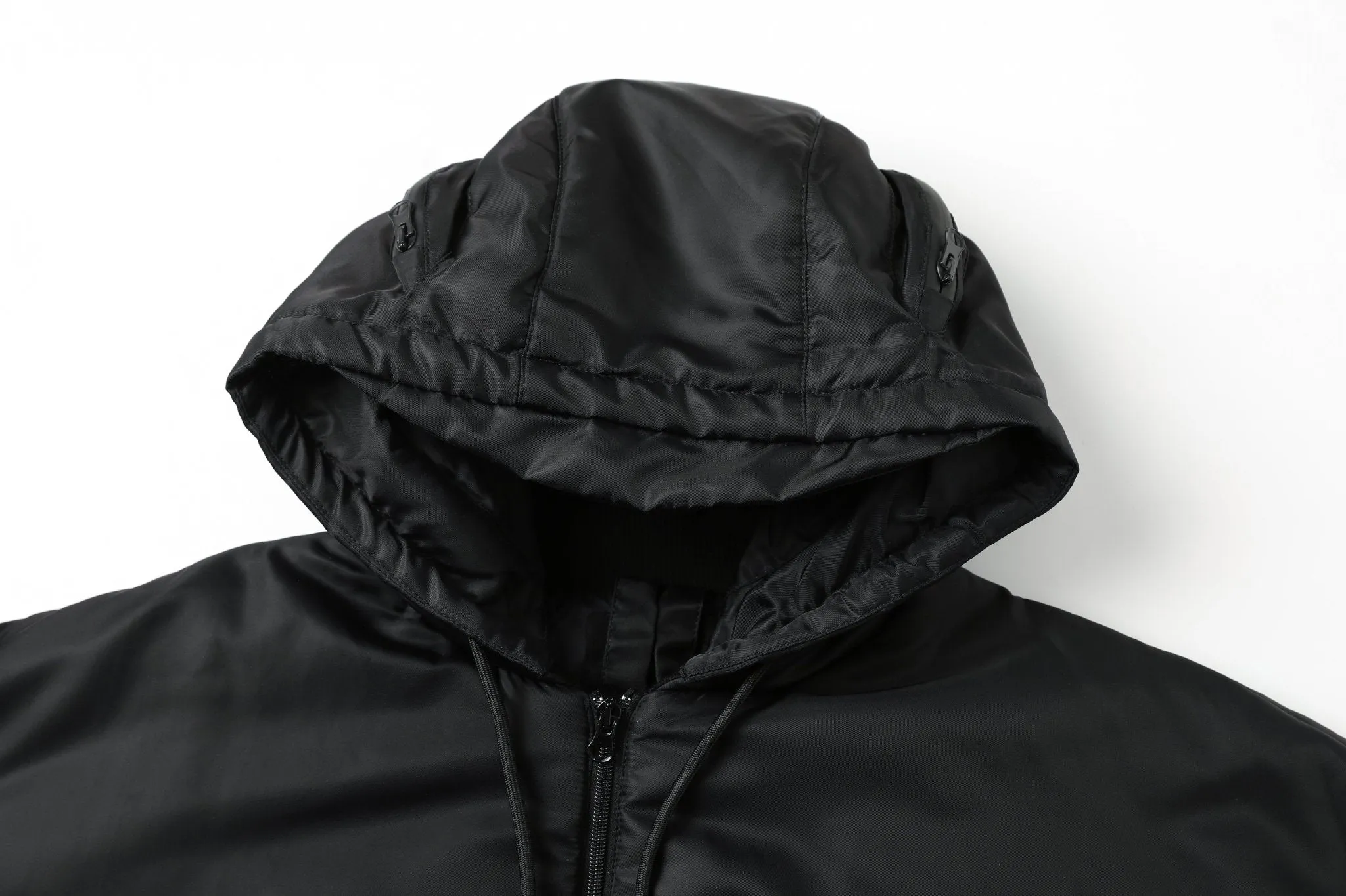 Black Helmet Detail Hooded Bomber