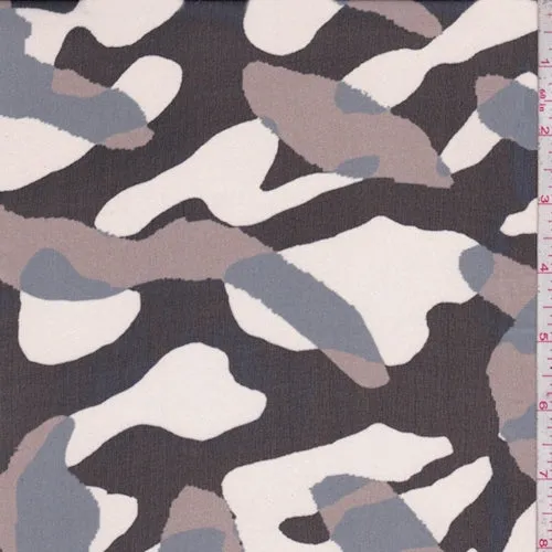 Black/Ivory/Taupe Abstract Silk Chiffon Fabric