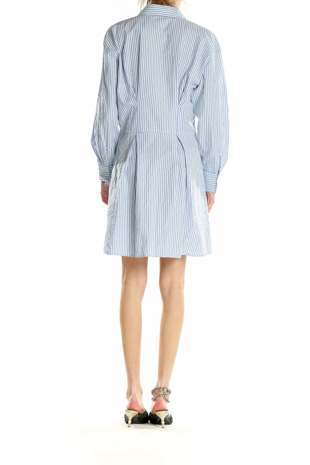 Blue Striped Cotton Shirt Dress