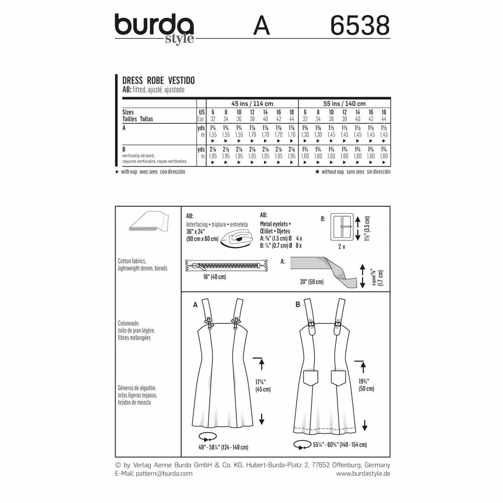 BURDA - 6538 Ladies Dress