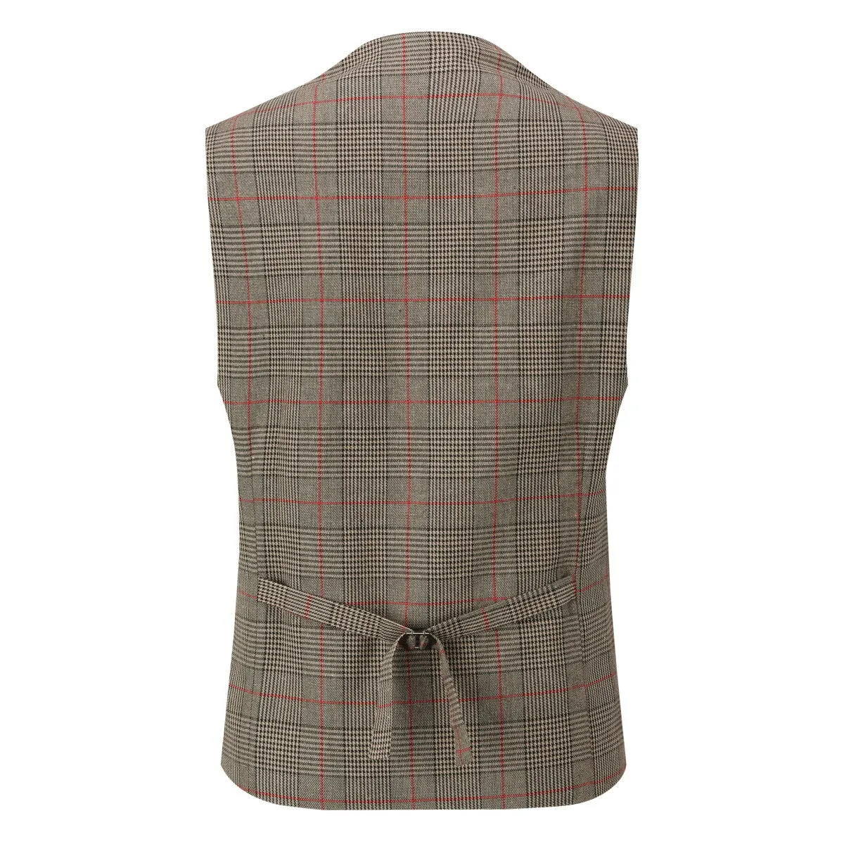 Checked Vests Stripes Business Slim Fit Cotton Coffee