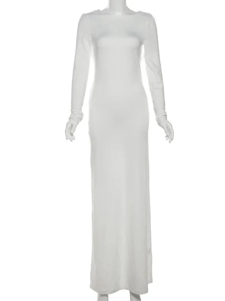 Chic Cowl-Back Maxi Gown for Formal Evenings