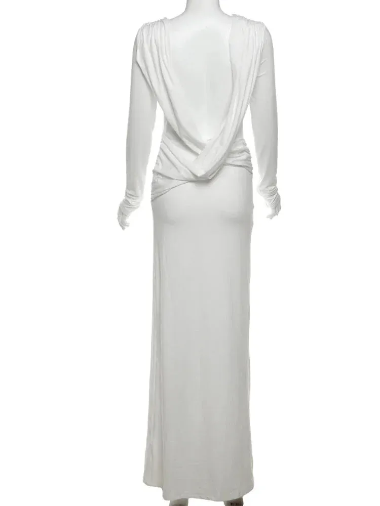 Chic Cowl-Back Maxi Gown for Formal Evenings