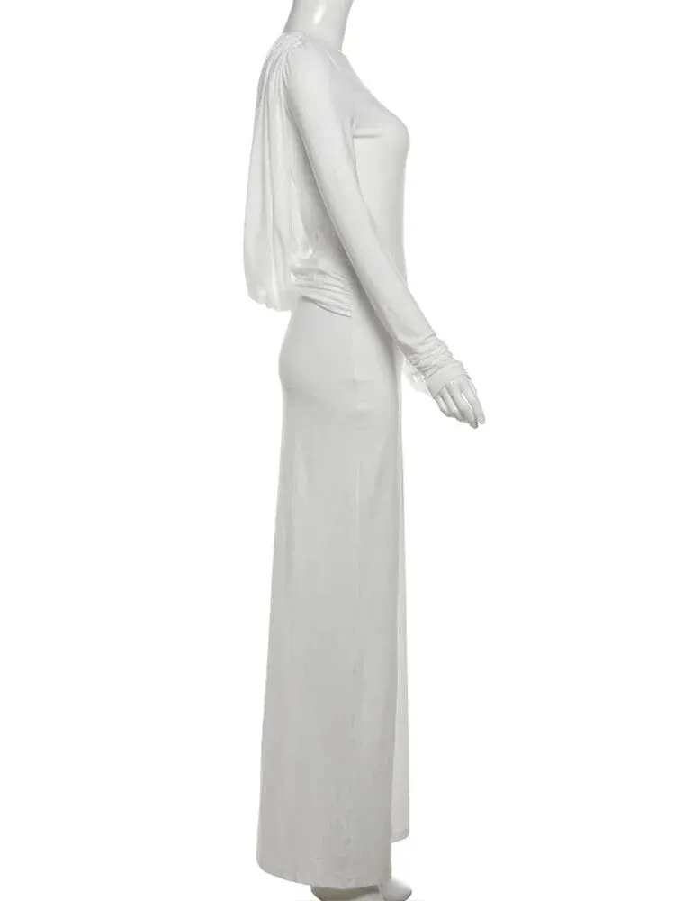 Chic Cowl-Back Maxi Gown for Formal Evenings