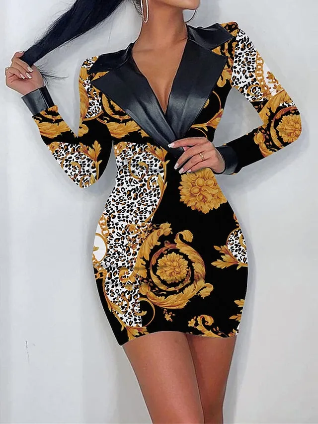 Classy Shirt Collar Bodycon Mini Dress