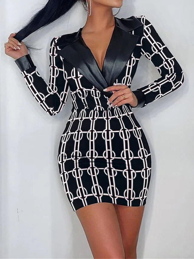 Classy Shirt Collar Bodycon Mini Dress