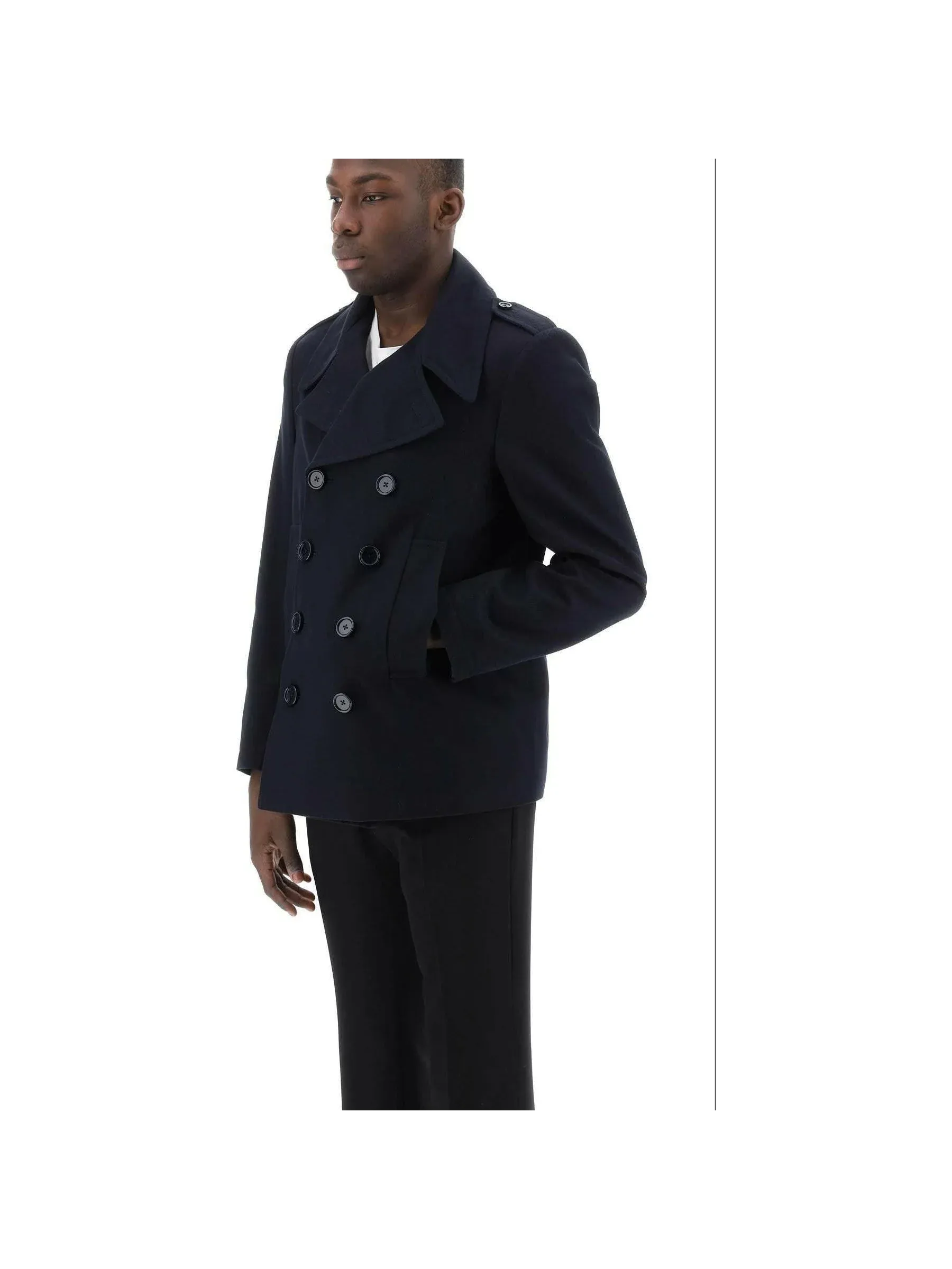 Double-Breasted Twill Peacoat