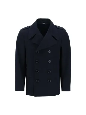 Double-Breasted Twill Peacoat