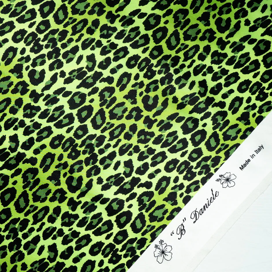 Green Animal Printed Pure Silk Satin