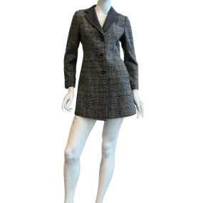 Grey Plaid Wool Coat