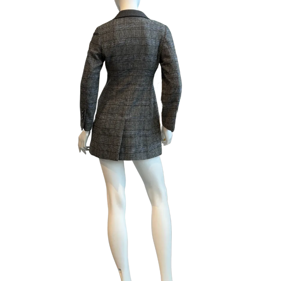 Grey Plaid Wool Coat