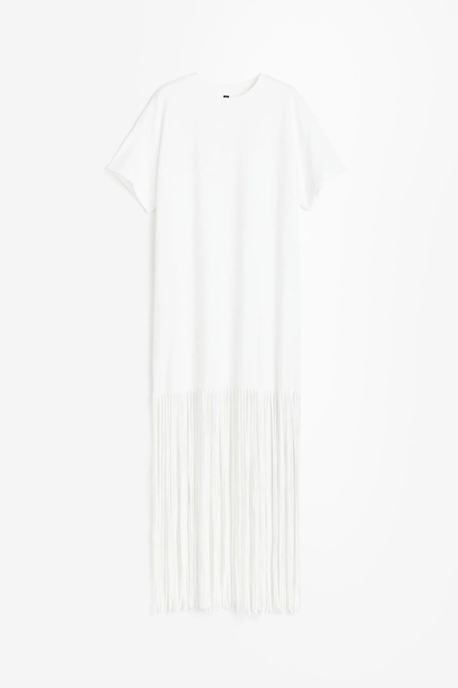 H&M Fringe-trimmed T-shirt dress, white