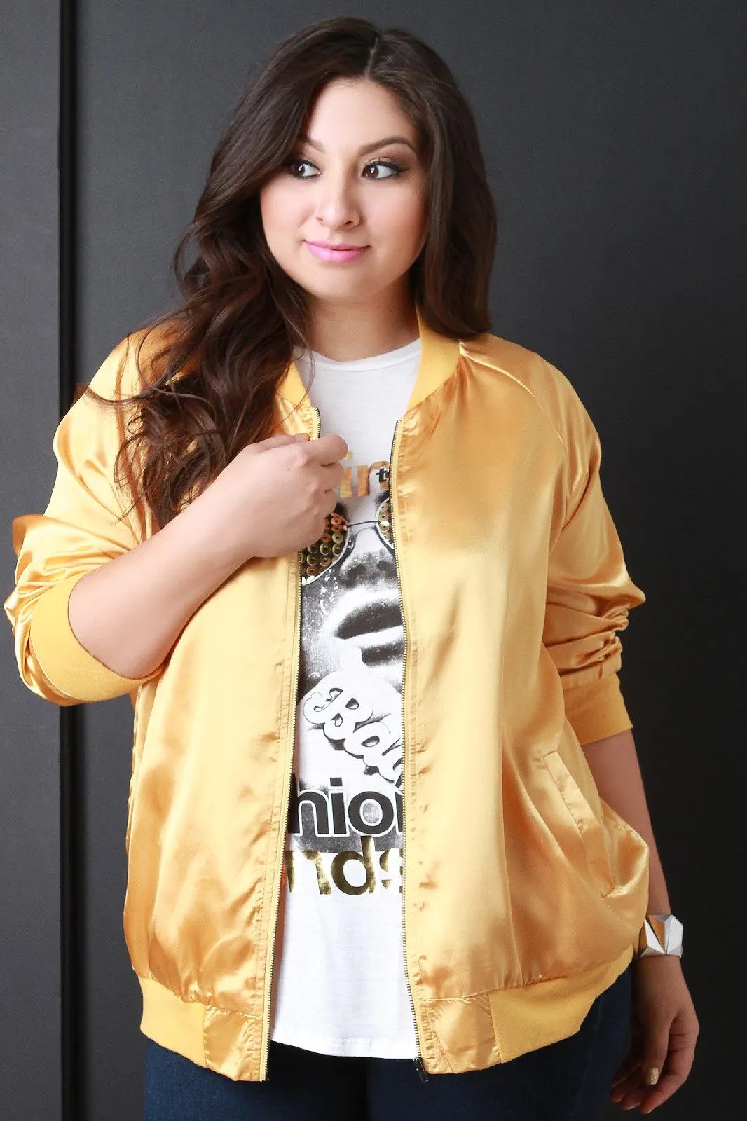 High Shine Satin Bomber Jacket