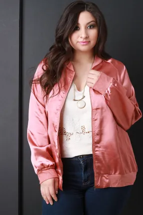 High Shine Satin Bomber Jacket