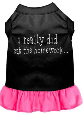 I Really Did Eat The Homework Screen Print Dress Black With Bright Pink Med (12)