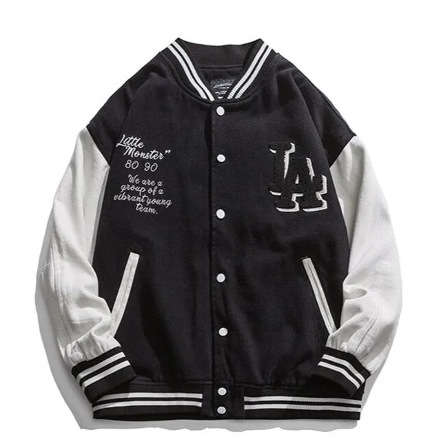 LA Varsity Embroidery Baseball Bomber Jacket