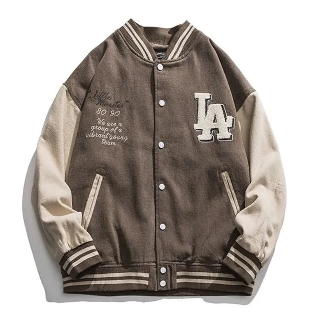 LA Varsity Embroidery Baseball Bomber Jacket