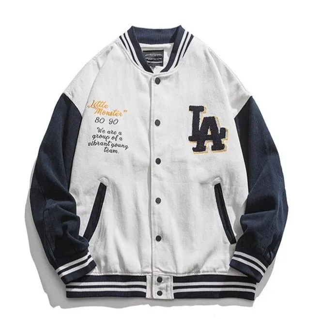 LA Varsity Embroidery Baseball Bomber Jacket