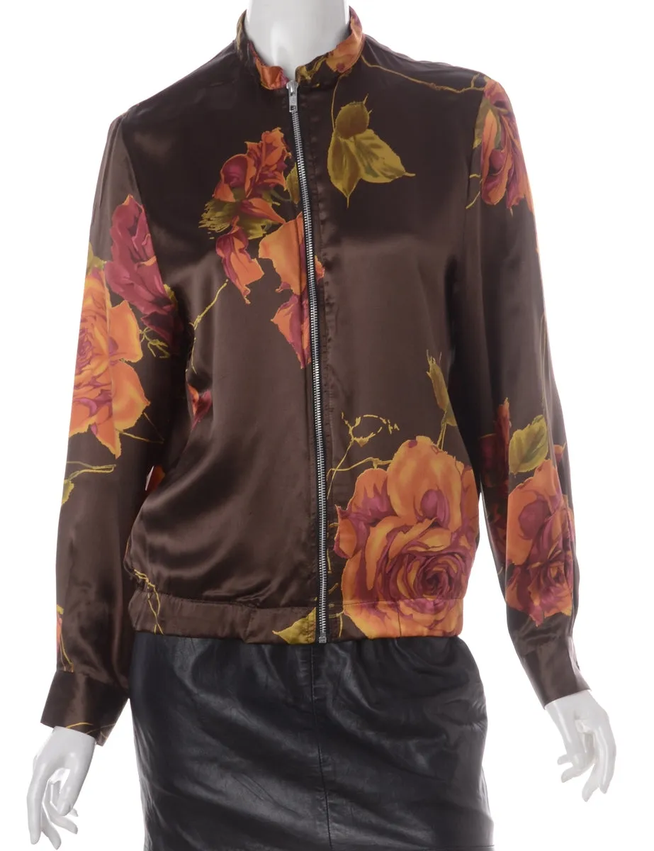 Label Blouse Floral Print Bomber