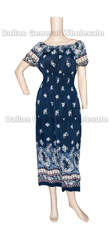 Ladies Straight Shoulder Sun Dresses Wholesale