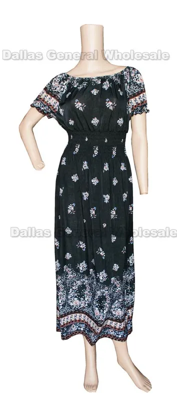 Ladies Straight Shoulder Sun Dresses Wholesale