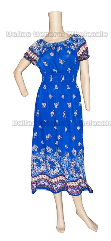 Ladies Straight Shoulder Sun Dresses Wholesale