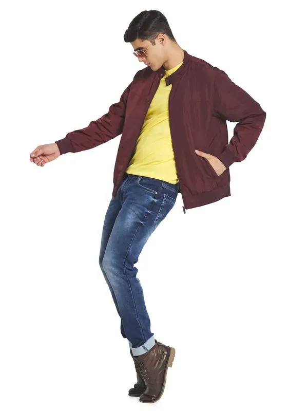 Mettle Men Maroon Bomber Jacket