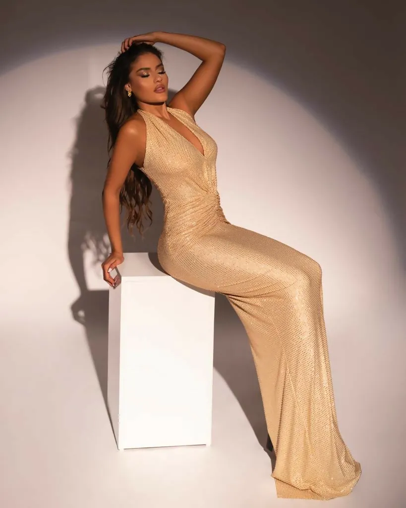 Monda Beqiri Fall Dress Gold