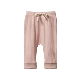 NATURE BABY - DRAWSTRING PANTS POINTELLE: ROSE BUD