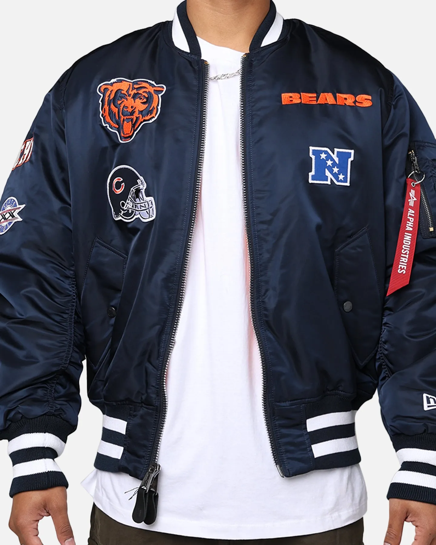 New Era X Alpha Series X NFL Chicago Bears MA-1 Bomber Jacket Navy/Orange