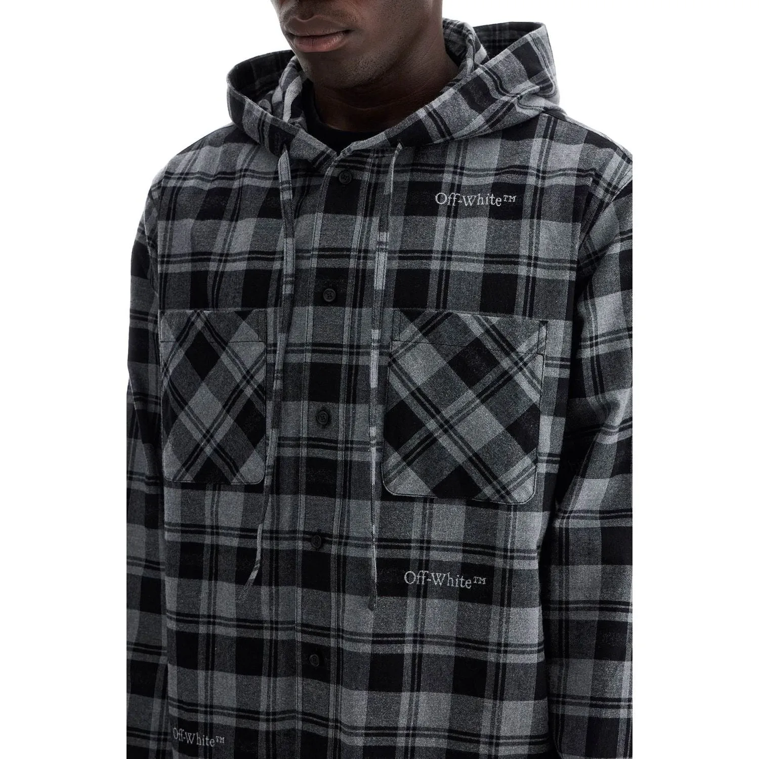 Off-White checked overshirt with hood