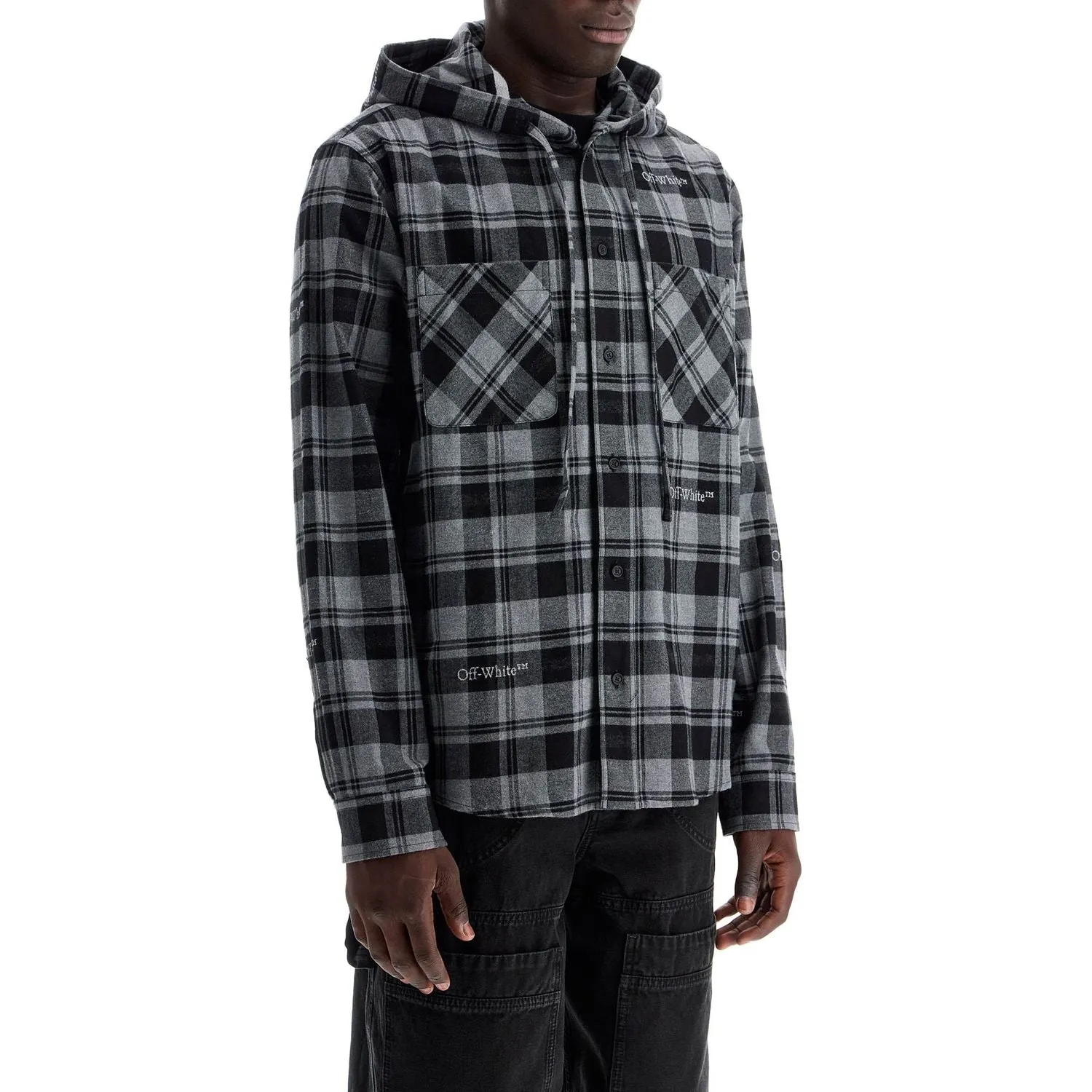 Off-White checked overshirt with hood