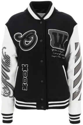 Off-white meteor varsity bomber jacket