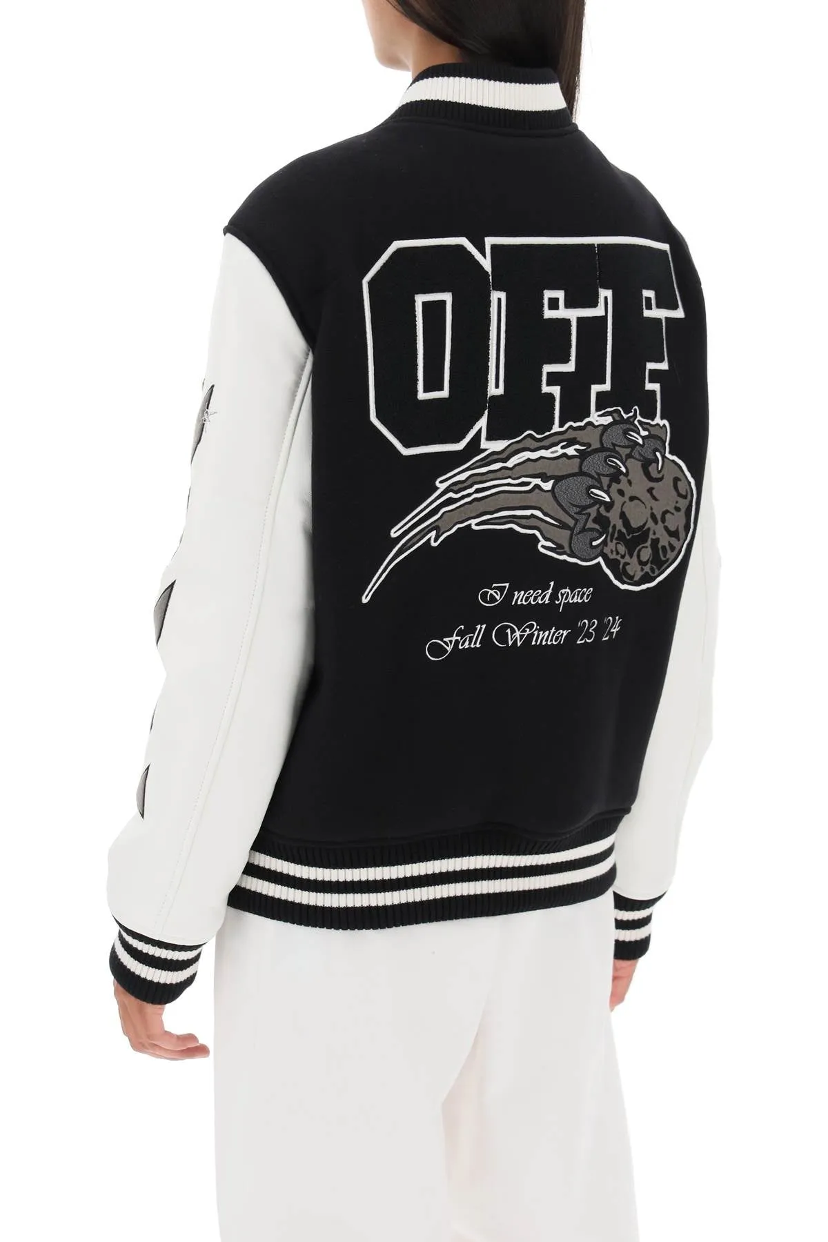 Off-white meteor varsity bomber jacket