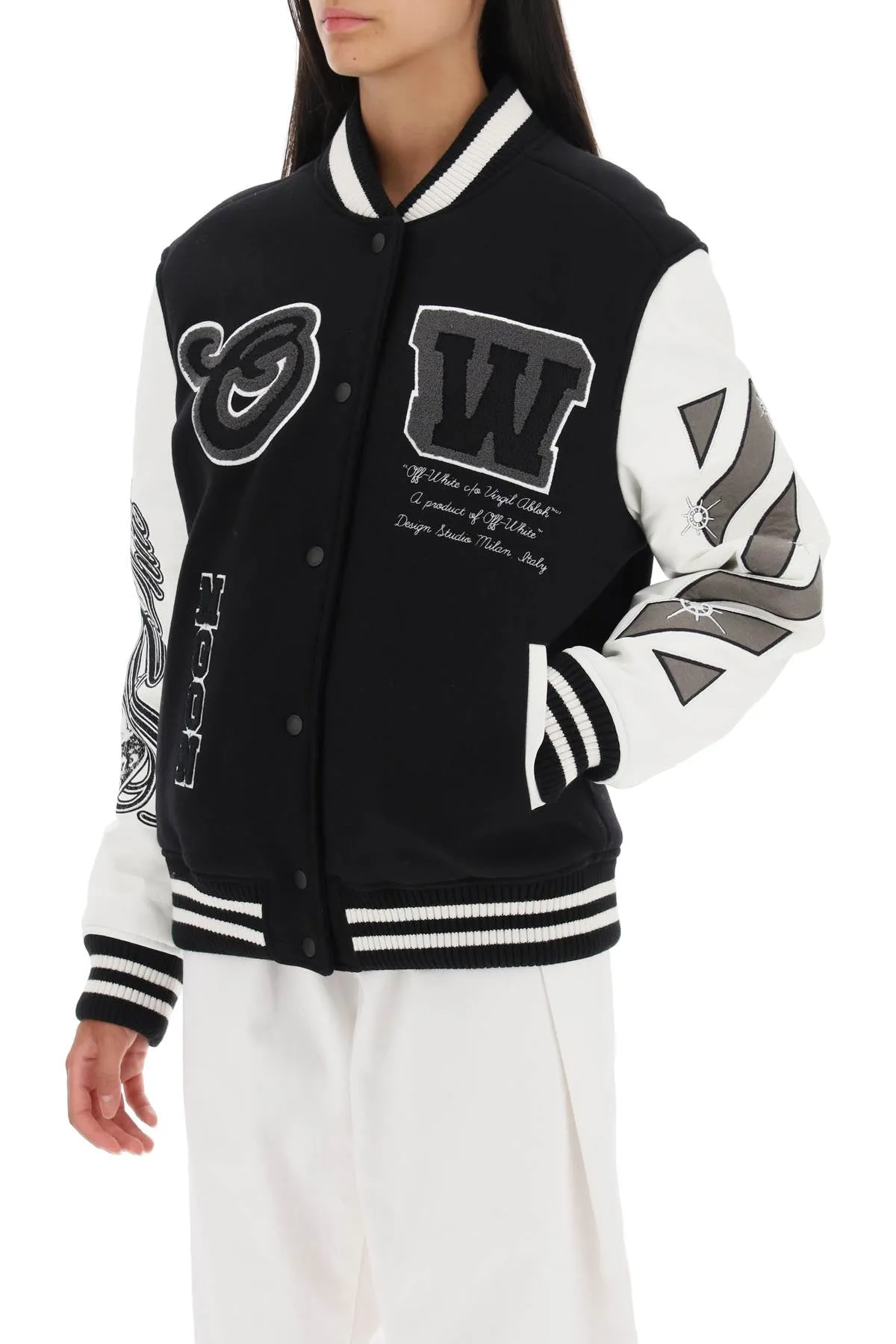 Off-white meteor varsity bomber jacket