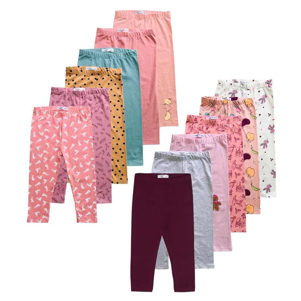 Pack of 5 Assorted Toddler Girls Cotton Stretch Printed Leggings