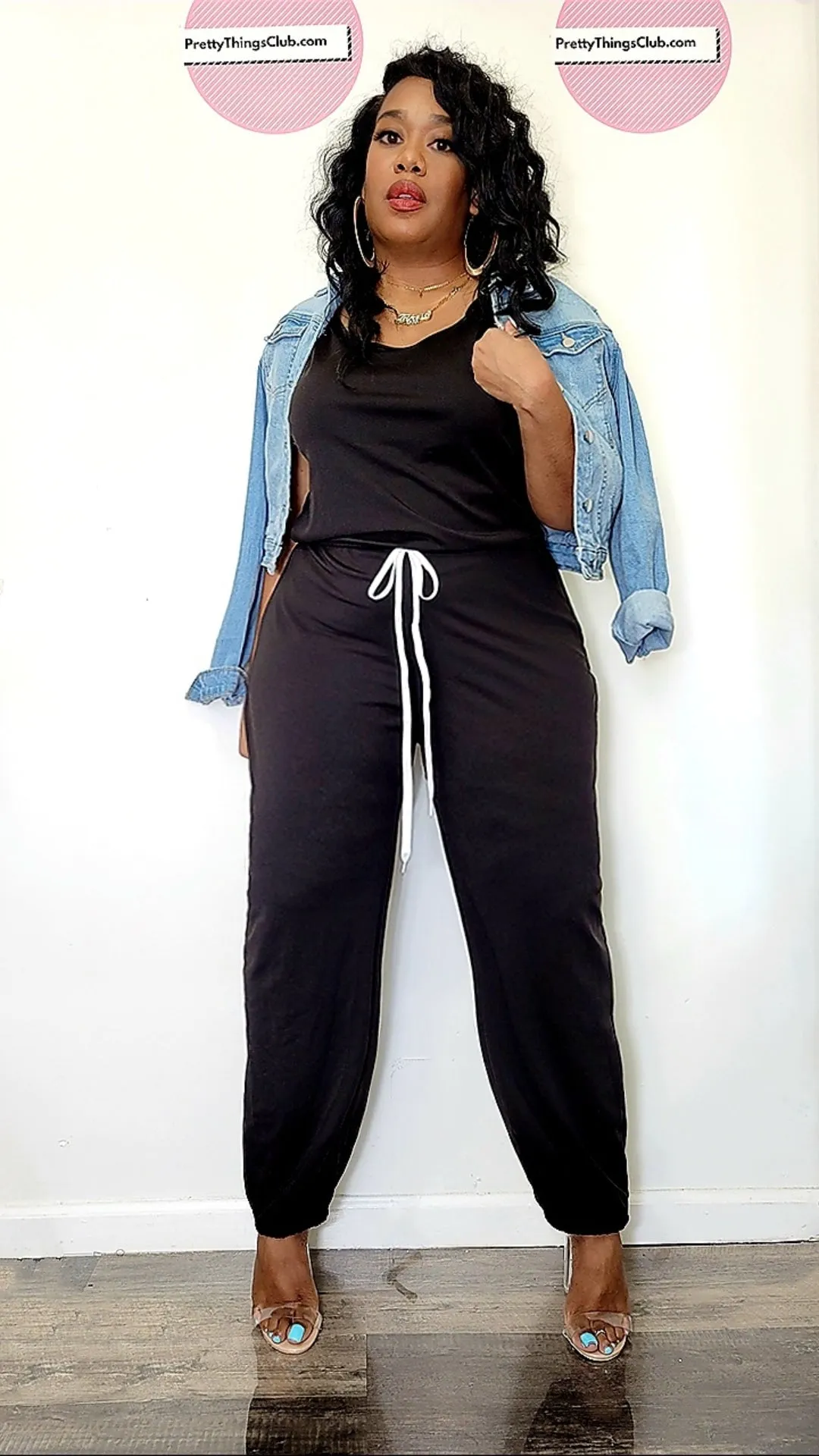 R&B- Jumpsuit with elastic ankle & tie at waist