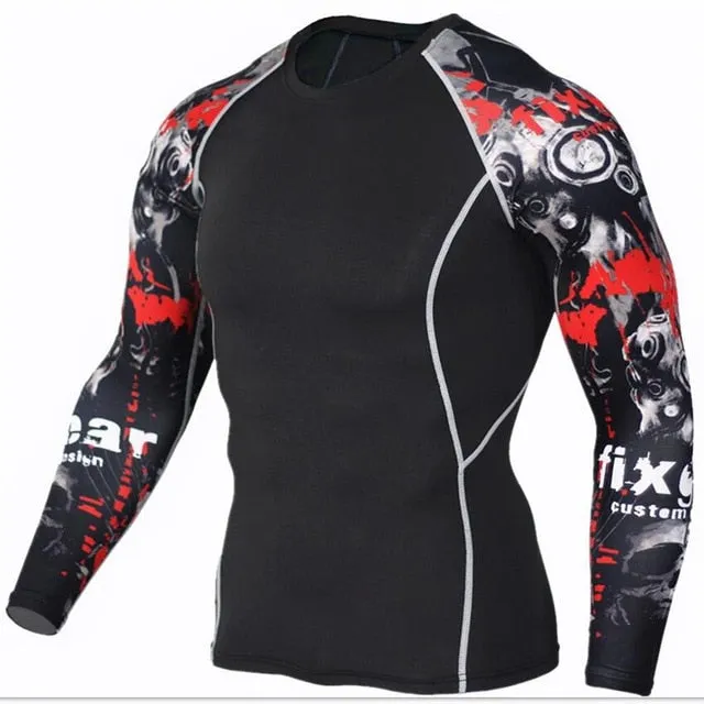 Red SPORTS Men SportsWear Stretching Wildling Series Protection Quick Breathable Dry Compression Rash Guard