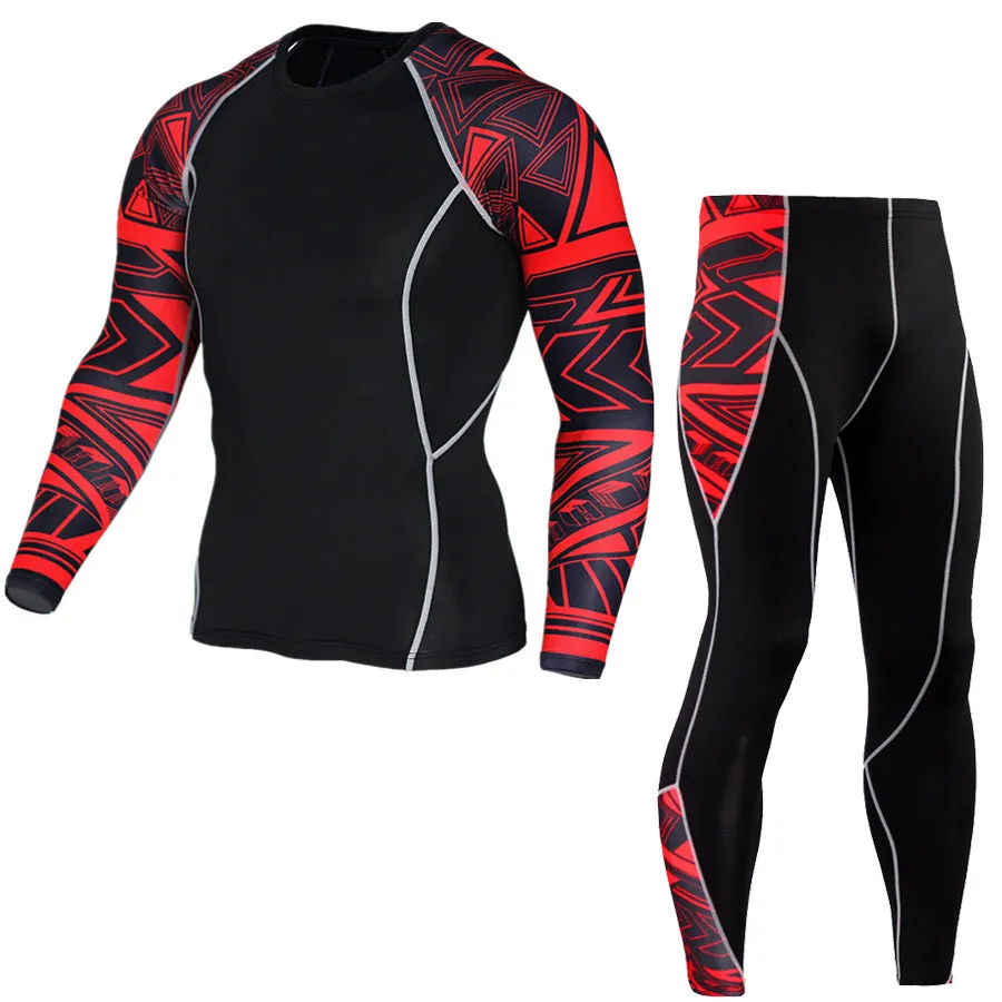 Red SPORTS Men SportsWear Stretching Wildling Series Protection Quick Breathable Dry Compression Rash Guard