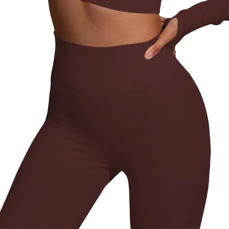 Ribbed Leggings Women Yoga Pants