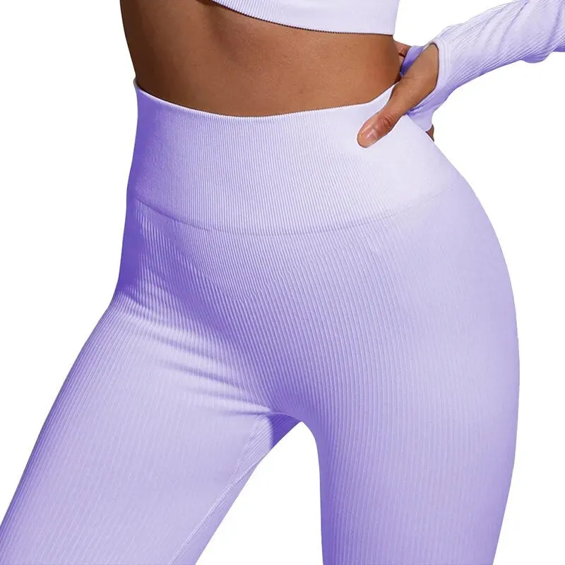 Ribbed Leggings Women Yoga Pants