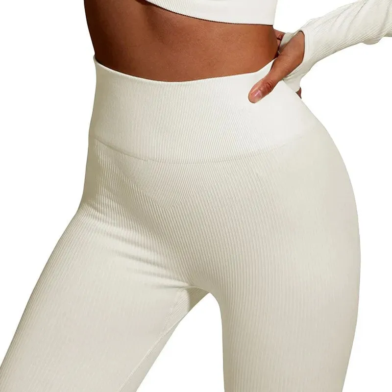 Ribbed Leggings Women Yoga Pants