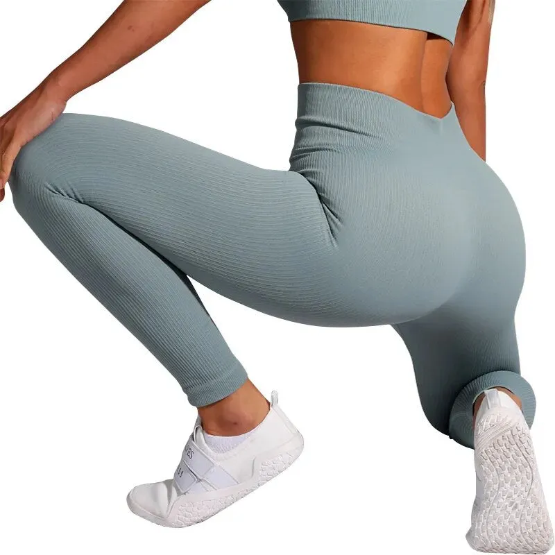 Ribbed Leggings Women Yoga Pants