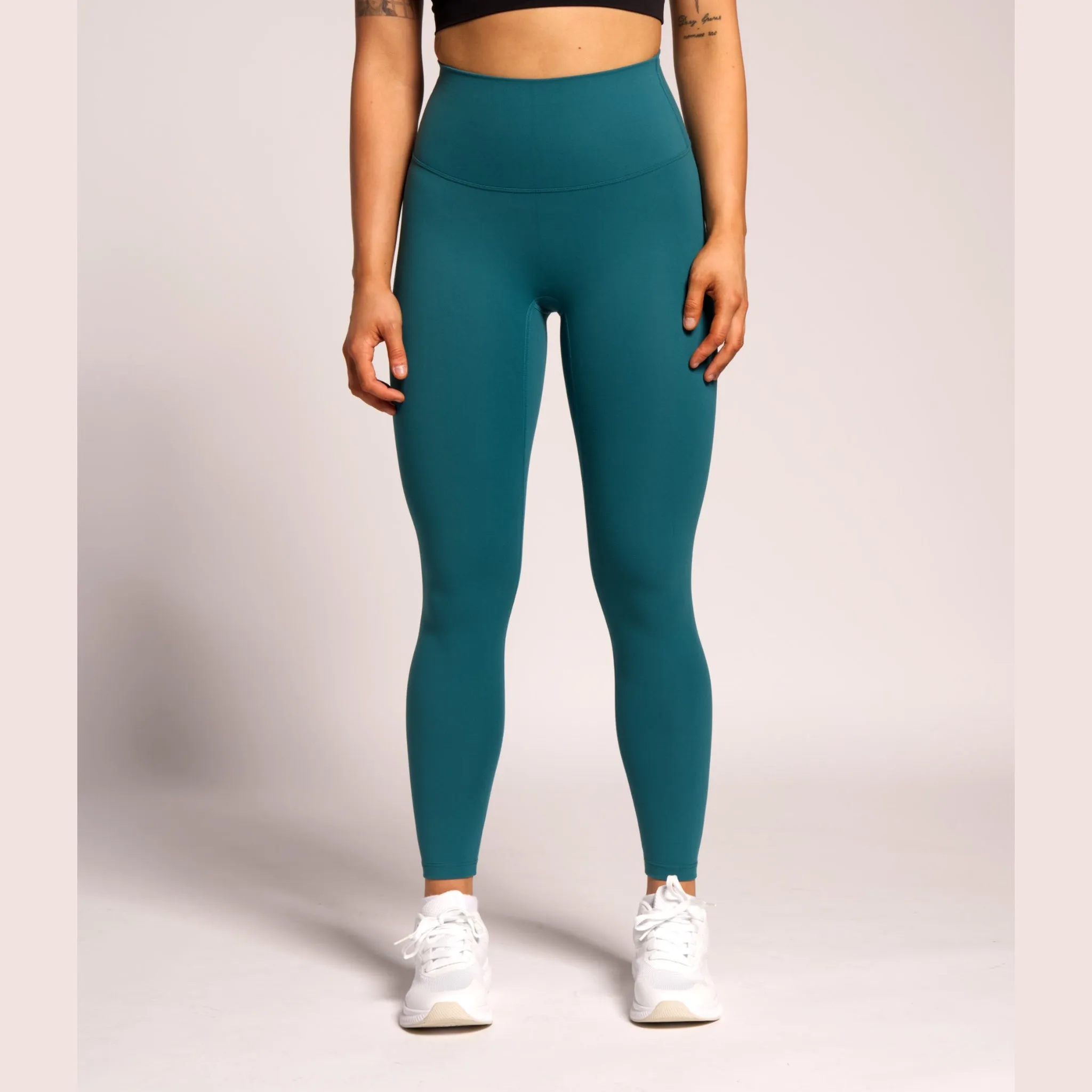 SkinHug High-Waisted Leggings-Sea Green