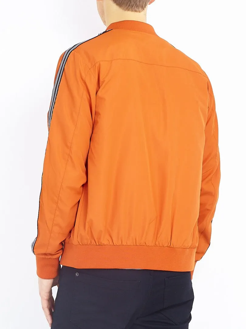 SLEEVE STRIPE DETAIL PLAIN COLOUR BOMBER JACKET