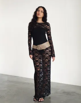 Sophie Unlined Maxi Dress in Black Jasmine Lace